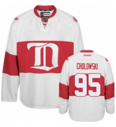 Men's Reebok Detroit Red Wings #95 Dennis Cholowski Authentic White Third NHL Jersey