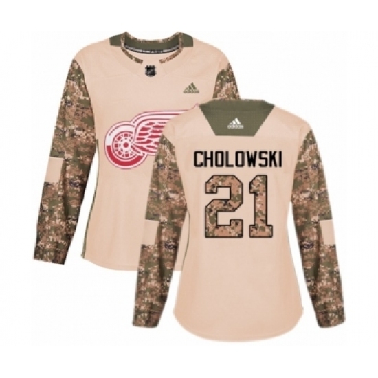 Women's Adidas Detroit Red Wings #21 Dennis Cholowski Authentic Camo Veterans Day Practice NHL Jersey Women's Adidas Detroit Red Wings #21 Dennis Cholowski Authentic Camo Veterans Day Practice NHL Jersey