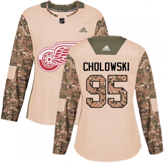 Women's Adidas Detroit Red Wings #95 Dennis Cholowski Authentic Camo Veterans Day Practice NHL Jersey Women's Adidas Detroit Red Wings #95 Dennis Cholowski Authentic Camo Veterans Day Practice NHL Jersey