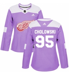 Women's Adidas Detroit Red Wings #95 Dennis Cholowski Authentic Purple Fights Cancer Practice NHL Jersey
