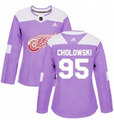 Women's Adidas Detroit Red Wings #95 Dennis Cholowski Authentic Purple Fights Cancer Practice NHL Jersey Women's Adidas Detroit Red Wings #95 Dennis Cholowski Authentic Purple Fights Cancer Practice NHL Jersey