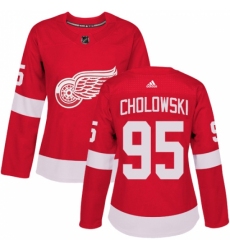 Women's Adidas Detroit Red Wings #95 Dennis Cholowski Authentic Red Home NHL Jersey
