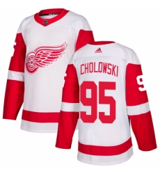 Women's Adidas Detroit Red Wings #95 Dennis Cholowski Authentic White Away NHL Jersey Women's Adidas Detroit Red Wings #95 Dennis Cholowski Authentic White Away NHL Jersey