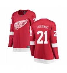 Women's Detroit Red Wings #21 Dennis Cholowski Authentic Red Home Fanatics Branded Breakaway NHL Jersey Women's Detroit Red Wings #21 Dennis Cholowski Authentic Red Home Fanatics Branded Breakaway NHL Jersey