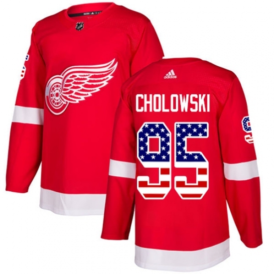 Youth Adidas Detroit Red Wings #95 Dennis Cholowski Authentic Red USA Flag Fashion NHL Jersey Youth Adidas Detroit Red Wings #95 Dennis Cholowski Authentic Red USA Flag Fashion NHL Jersey