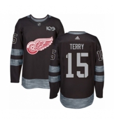 Men's Adidas Detroit Red Wings #15 Chris Terry Authentic Black 1917-2017 100th Anniversary NHL Jersey