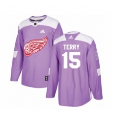 Men's Adidas Detroit Red Wings #15 Chris Terry Authentic Purple Fights Cancer Practice NHL Jersey