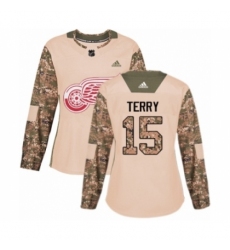 Women's Adidas Detroit Red Wings #15 Chris Terry Authentic Camo Veterans Day Practice NHL Jersey