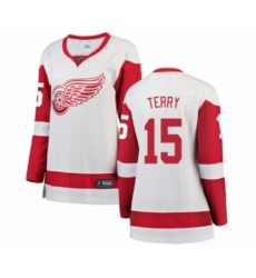 Women's Detroit Red Wings #15 Chris Terry Authentic White Away Fanatics Branded Breakaway NHL Jersey