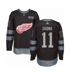 Men's Adidas Detroit Red Wings #11 Filip Zadina Authentic Black 1917-2017 100th Anniversary NHL Jersey