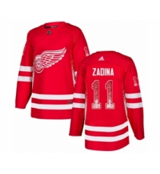 Men's Adidas Detroit Red Wings #11 Filip Zadina Authentic Red Drift Fashion NHL Jersey