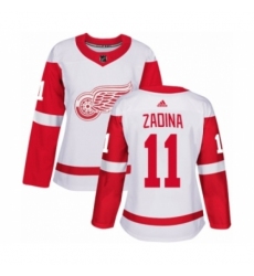Women's Adidas Detroit Red Wings #11 Filip Zadina Authentic White Away NHL Jersey