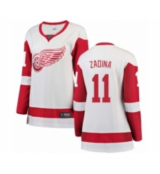 Women's Detroit Red Wings #11 Filip Zadina Authentic White Away Fanatics Branded Breakaway NHL Jersey