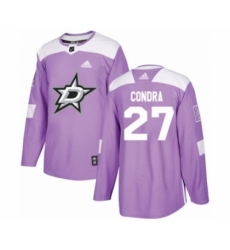 Men's Adidas Dallas Stars #27 Erik Condra Authentic Purple Fights Cancer Practice NHL Jersey