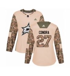 Women's Adidas Dallas Stars #27 Erik Condra Authentic Camo Veterans Day Practice NHL Jersey