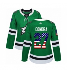 Women's Adidas Dallas Stars #27 Erik Condra Authentic Green USA Flag Fashion NHL Jersey