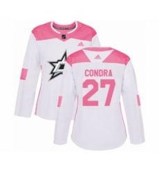 Women's Adidas Dallas Stars #27 Erik Condra Authentic White Pink Fashion NHL Jersey