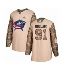 Men's Adidas Columbus Blue Jackets #91 Anthony Duclair Authentic Camo Veterans Day Practice NHL Jersey
