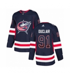 Men's Adidas Columbus Blue Jackets #91 Anthony Duclair Authentic Navy Blue Drift Fashion NHL Jersey