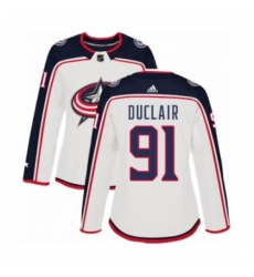Women's Adidas Columbus Blue Jackets #91 Anthony Duclair Authentic White Away NHL Jersey