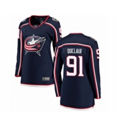 Women's Columbus Blue Jackets #91 Anthony Duclair Authentic Navy Blue Home Fanatics Branded Breakaway NHL Jersey