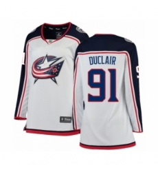 Women's Columbus Blue Jackets #91 Anthony Duclair Authentic White Away Fanatics Branded Breakaway NHL Jersey