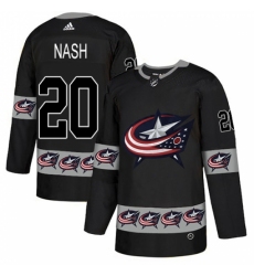 Men's Adidas Columbus Blue Jackets #20 Riley Nash Authentic Black Team Logo Fashion NHL Jersey