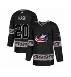 Men's Adidas Columbus Blue Jackets #20 Riley Nash Authentic Black Team Logo Fashion NHL Jersey