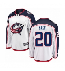 Men's Columbus Blue Jackets #20 Riley Nash Authentic White Away Fanatics Branded Breakaway NHL Jersey