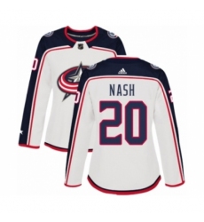 Women's Adidas Columbus Blue Jackets #20 Riley Nash Authentic White Away NHL Jersey