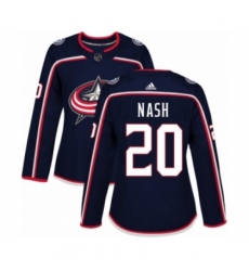 Women's Adidas Columbus Blue Jackets #20 Riley Nash Premier Navy Blue Home NHL Jersey