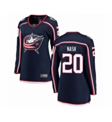 Women's Columbus Blue Jackets #20 Riley Nash Authentic Navy Blue Home Fanatics Branded Breakaway NHL Jersey