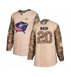 Youth Adidas Columbus Blue Jackets #20 Riley Nash Authentic Camo Veterans Day Practice NHL Jersey