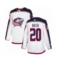 Youth Adidas Columbus Blue Jackets #20 Riley Nash Authentic White Away NHL Jersey