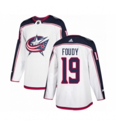 Men's Adidas Columbus Blue Jackets #19 Liam Foudy Authentic White Away NHL Jersey