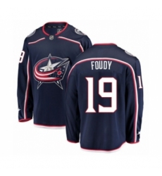 Men's Columbus Blue Jackets #19 Liam Foudy Authentic Navy Blue Home Fanatics Branded Breakaway NHL Jersey