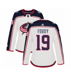 Women's Adidas Columbus Blue Jackets #19 Liam Foudy Authentic White Away NHL Jersey