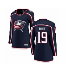 Women's Columbus Blue Jackets #19 Liam Foudy Authentic Navy Blue Home Fanatics Branded Breakaway NHL Jersey