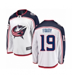 Youth Columbus Blue Jackets #19 Liam Foudy Authentic White Away Fanatics Branded Breakaway NHL Jersey