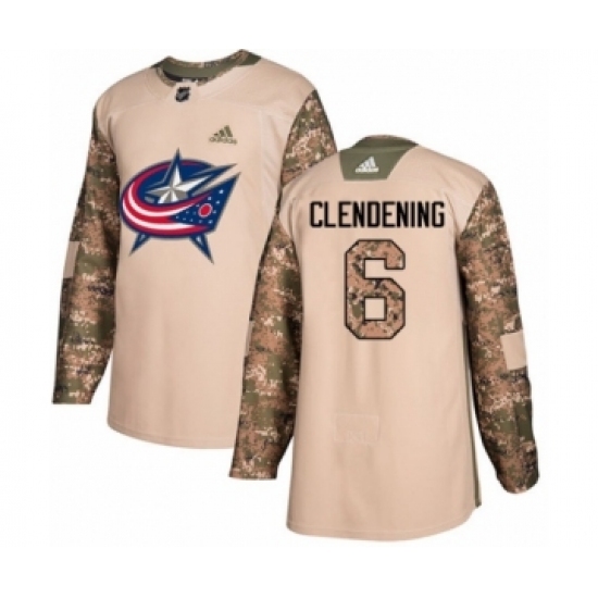 Men's Adidas Columbus Blue Jackets #6 Adam Clendening Authentic Camo Veterans Day Practice NHL Jersey Men's Adidas Columbus Blue Jackets #6 Adam Clendening Authentic Camo Veterans Day Practice NHL Jersey