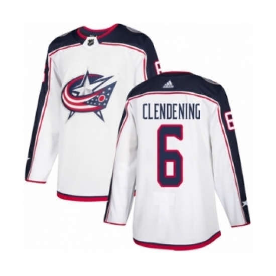 Men's Adidas Columbus Blue Jackets #6 Adam Clendening Authentic White Away NHL Jersey Men's Adidas Columbus Blue Jackets #6 Adam Clendening Authentic White Away NHL Jersey