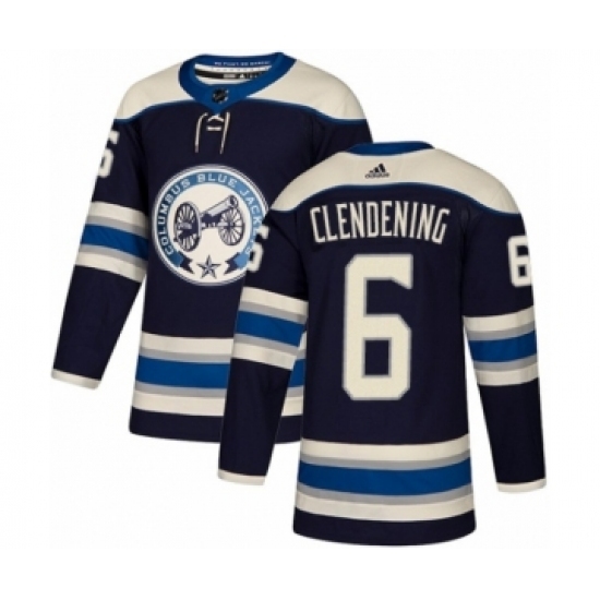 Men's Adidas Columbus Blue Jackets #6 Adam Clendening Premier Navy Blue Alternate NHL Jersey Men's Adidas Columbus Blue Jackets #6 Adam Clendening Premier Navy Blue Alternate NHL Jersey