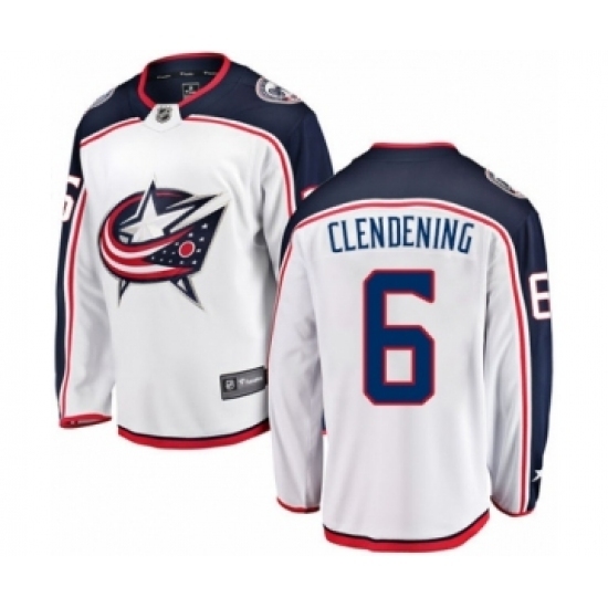 Men's Columbus Blue Jackets #6 Adam Clendening Authentic White Away Fanatics Branded Breakaway NHL Jersey Men's Columbus Blue Jackets #6 Adam Clendening Authentic White Away Fanatics Branded Breakaway NHL Jersey
