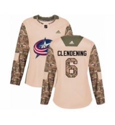 Women's Adidas Columbus Blue Jackets #6 Adam Clendening Authentic Camo Veterans Day Practice NHL Jersey Women's Adidas Columbus Blue Jackets #6 Adam Clendening Authentic Camo Veterans Day Practice NHL Jersey