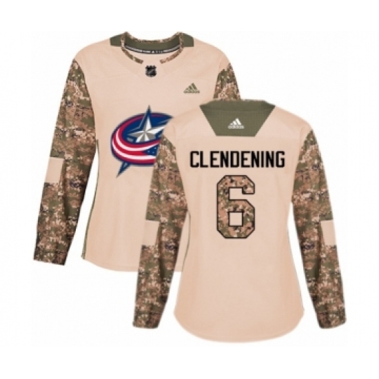 Women's Adidas Columbus Blue Jackets #6 Adam Clendening Authentic Camo Veterans Day Practice NHL Jersey Women's Adidas Columbus Blue Jackets #6 Adam Clendening Authentic Camo Veterans Day Practice NHL Jersey