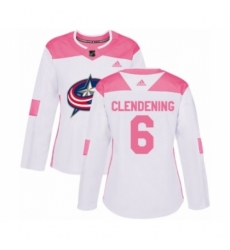 Women's Adidas Columbus Blue Jackets #6 Adam Clendening Authentic White Pink Fashion NHL Jersey Women's Adidas Columbus Blue Jackets #6 Adam Clendening Authentic White Pink Fashion NHL Jersey