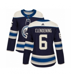 Women's Adidas Columbus Blue Jackets #6 Adam Clendening Premier Navy Blue Alternate NHL Jersey
