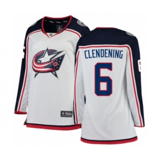 Women's Columbus Blue Jackets #6 Adam Clendening Authentic White Away Fanatics Branded Breakaway NHL Jersey Women's Columbus Blue Jackets #6 Adam Clendening Authentic White Away Fanatics Branded Breakaway NHL Jersey