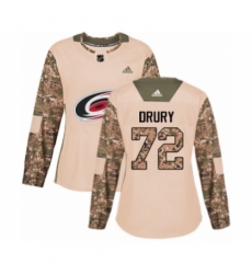 Women's Adidas Carolina Hurricanes #72 Jack Drury Authentic Camo Veterans Day Practice NHL Jersey