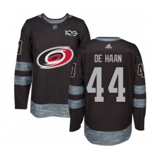 Men's Adidas Carolina Hurricanes #44 Calvin De Haan Authentic Black 1917-2017 100th Anniversary NHL Jersey Men's Adidas Carolina Hurricanes #44 Calvin De Haan Authentic Black 1917-2017 100th Anniversary NHL Jersey